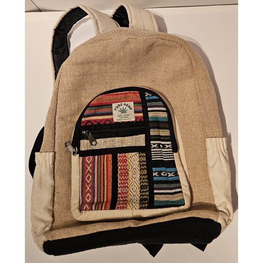 Handmade THC Free PURE Hemp Backpack School BAG Nepal